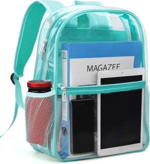 Clear Backpack Heavy Duty TPU Transparent Backpack for Sports,Work,Security Travel.(Light Blue)