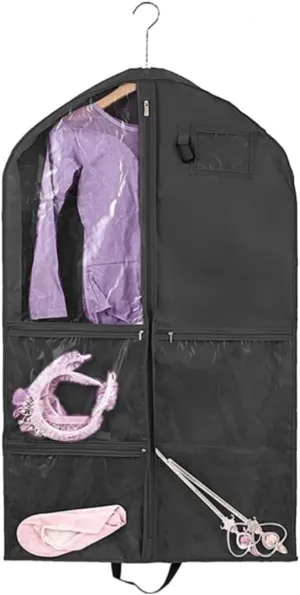 Clothes Cover Hanging Garment Bag with Zipper Pockets 40 Inch Clothes Bag Dance Costume Suit Bags (Color : Black, Size : 3pcs)