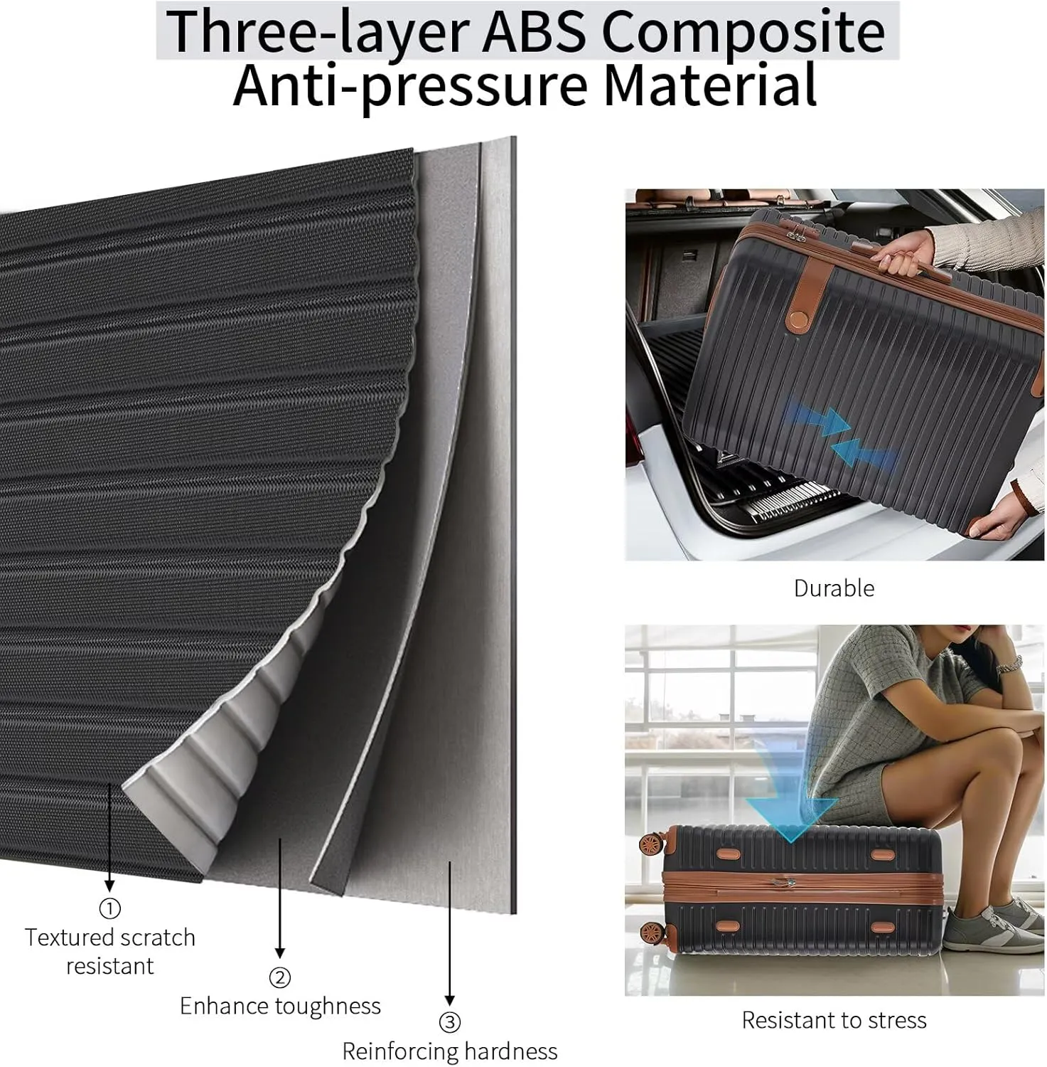 Coffee Luggage Sets 4 Piece Suitcases with Spinner Wheels, Travel Suitcase Set for Men Women Lightweight ABS Hard Case Luggage with TSA Lock Durable Luggage(Coffee, 16/20/24/28)