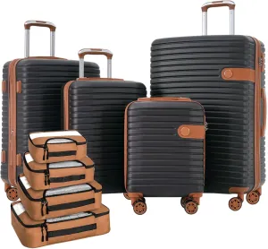 Coffee Luggage Sets 4 Piece Suitcases with Spinner Wheels, Travel Suitcase Set for Men Women Lightweight ABS Hard Case Luggage with TSA Lock Durable Luggage(Coffee, 16/20/24/28)