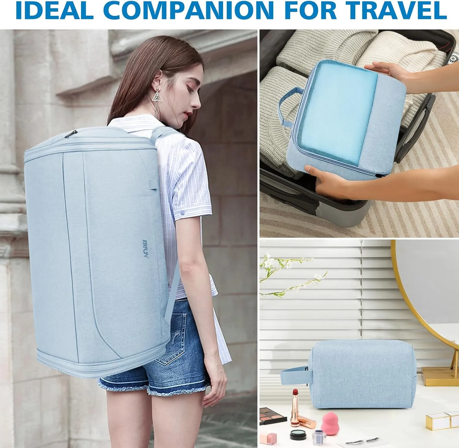 Convertible Garment Bags for Travel - Carry on Garment Duffle Bag with Backpack Straps for Men Women, 4 in 1 Large Travel Duffel Bags with Shoes Compartment Hanging Suit Dress Weekender Bag 3pcs Set