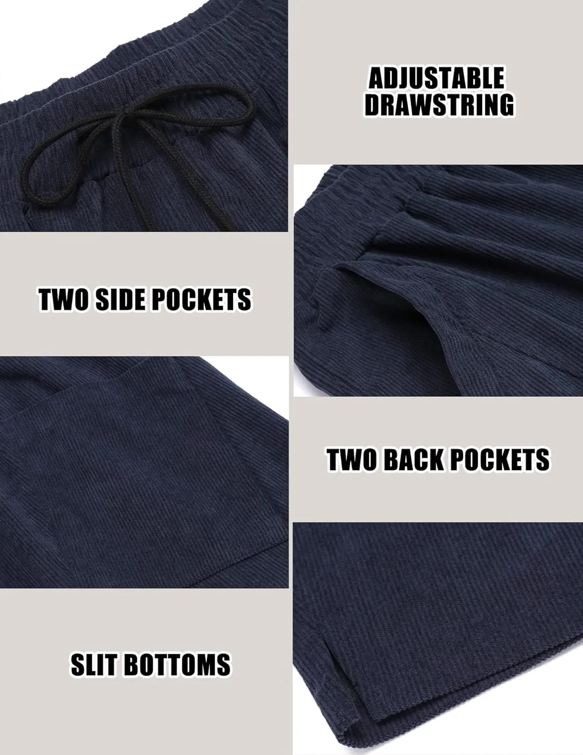 COOFANDY Men's Corduroy Pants Elastic Waist Drawstring Harem Pants Fashion Loose Casual Long Trousers with 4 Pockets