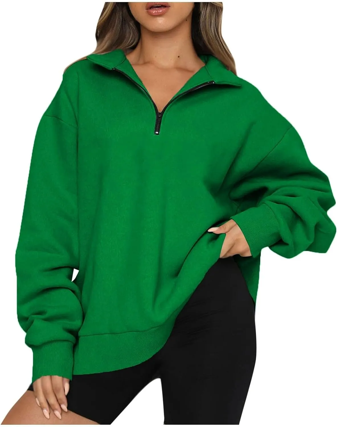 COTECRAM Women Oversized Sweatshirts Hoodies Half Quarter Zip Pullover Long Sleeve Sweaters Teen Girls Fall Y2k Clothes