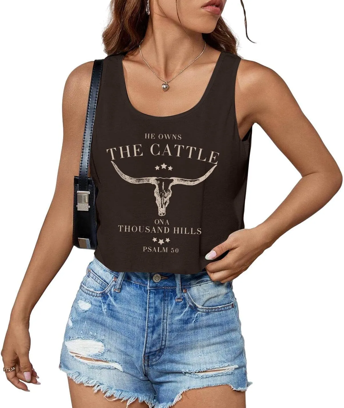 Cowgirl Tank Tops for Women Western Cowboy Crop Tops Cow Skull Graphic Vest Country Music Outfit