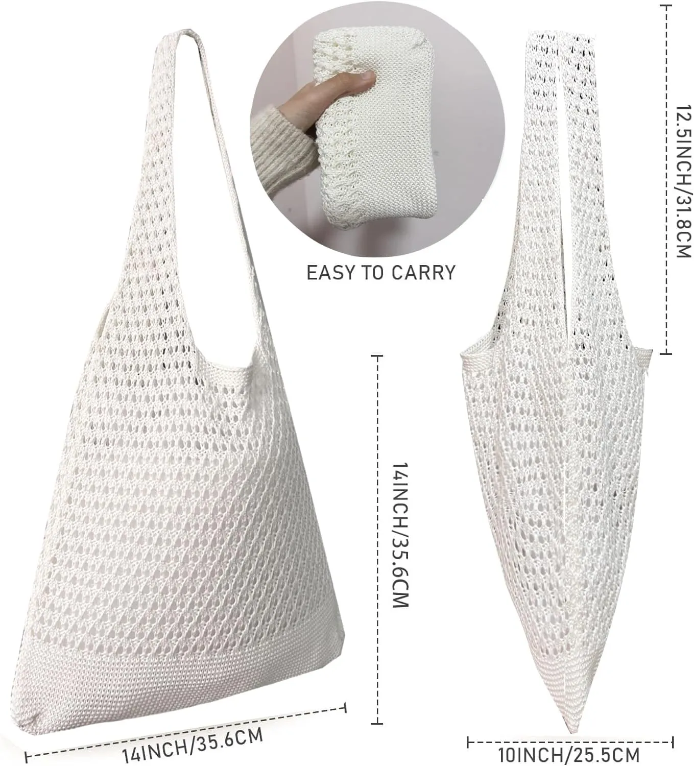 Crochet Bags for Women - Summer Beach Tote, Aesthetic Hippie Knit Bag