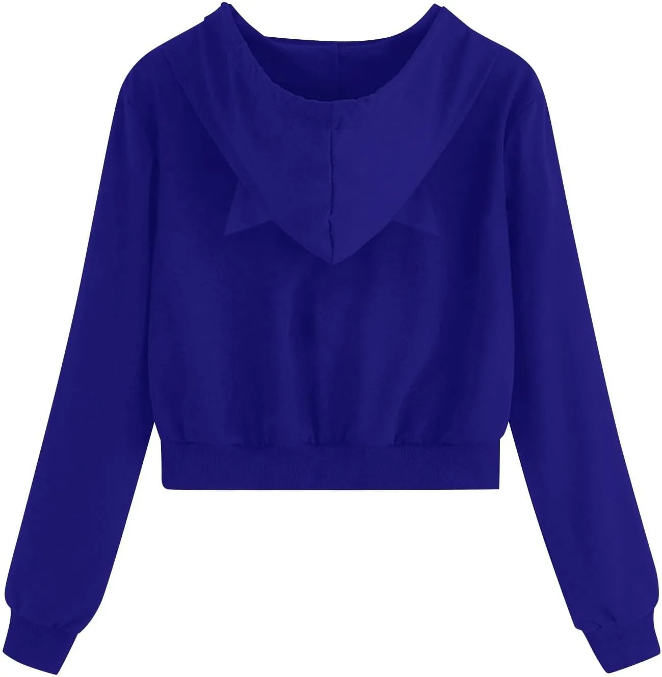Cropped Zip Up Hoodies for Women Cute Cat Ear Hoodies Long Sleeve Sweatshirts Y2k Cat Hoodie for Women Clothes 2024