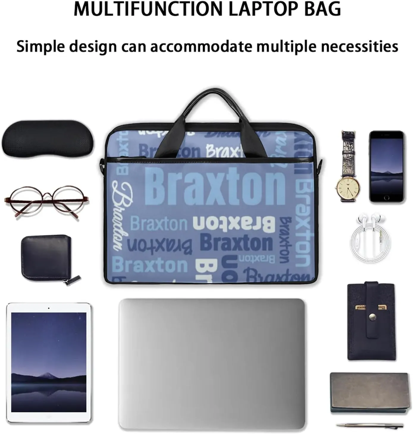 Custom Laptop Shoulder Bags with Name Personalized Laptop Bags with Multi-Pockets