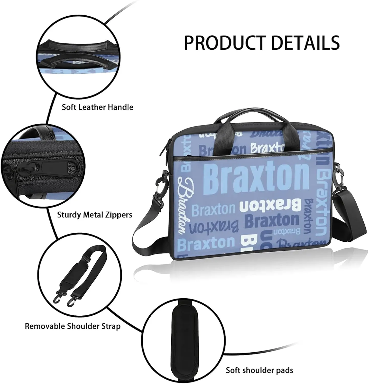 Custom Laptop Shoulder Bags with Name Personalized Laptop Bags with Multi-Pockets