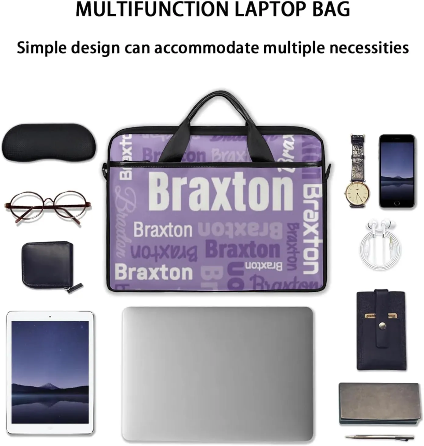 Custom Laptop Shoulder Bags with Name Personalized Laptop Bags with Multi-Pockets