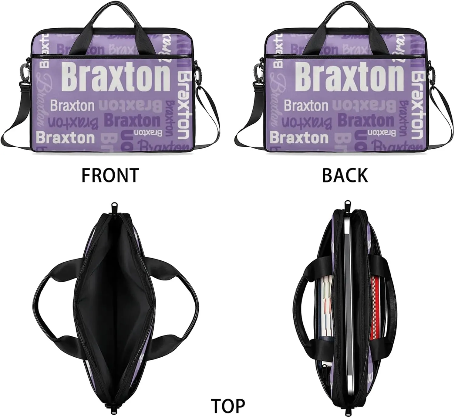 Custom Laptop Shoulder Bags with Name Personalized Laptop Bags with Multi-Pockets