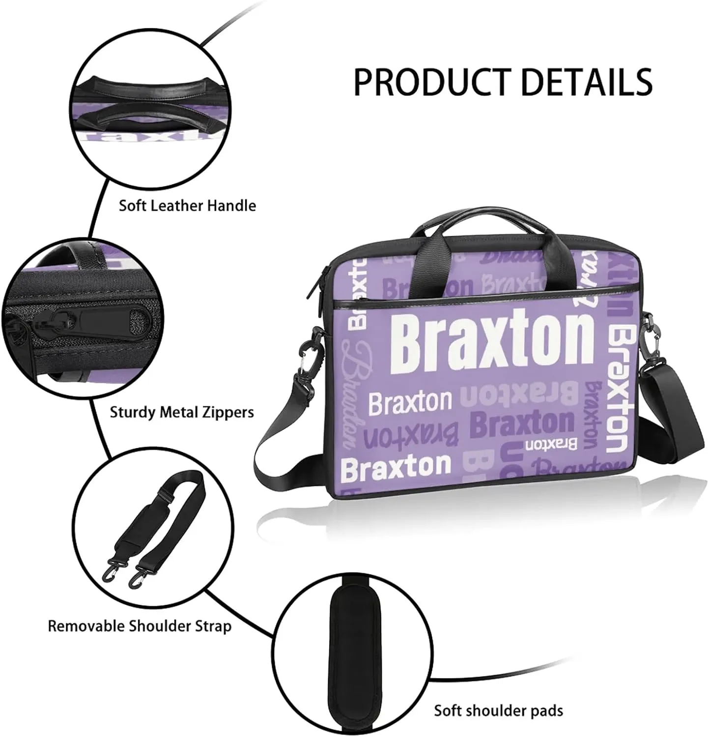 Custom Laptop Shoulder Bags with Name Personalized Laptop Bags with Multi-Pockets