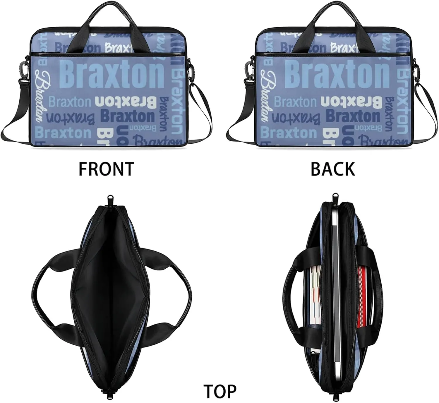 Custom Laptop Shoulder Bags with Name Personalized Laptop Bags with Multi-Pockets