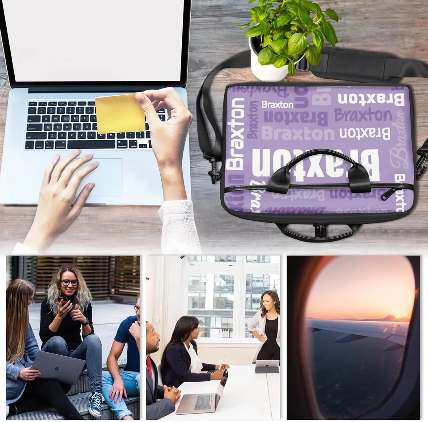 Custom Laptop Shoulder Bags with Name Personalized Laptop Bags with Multi-Pockets