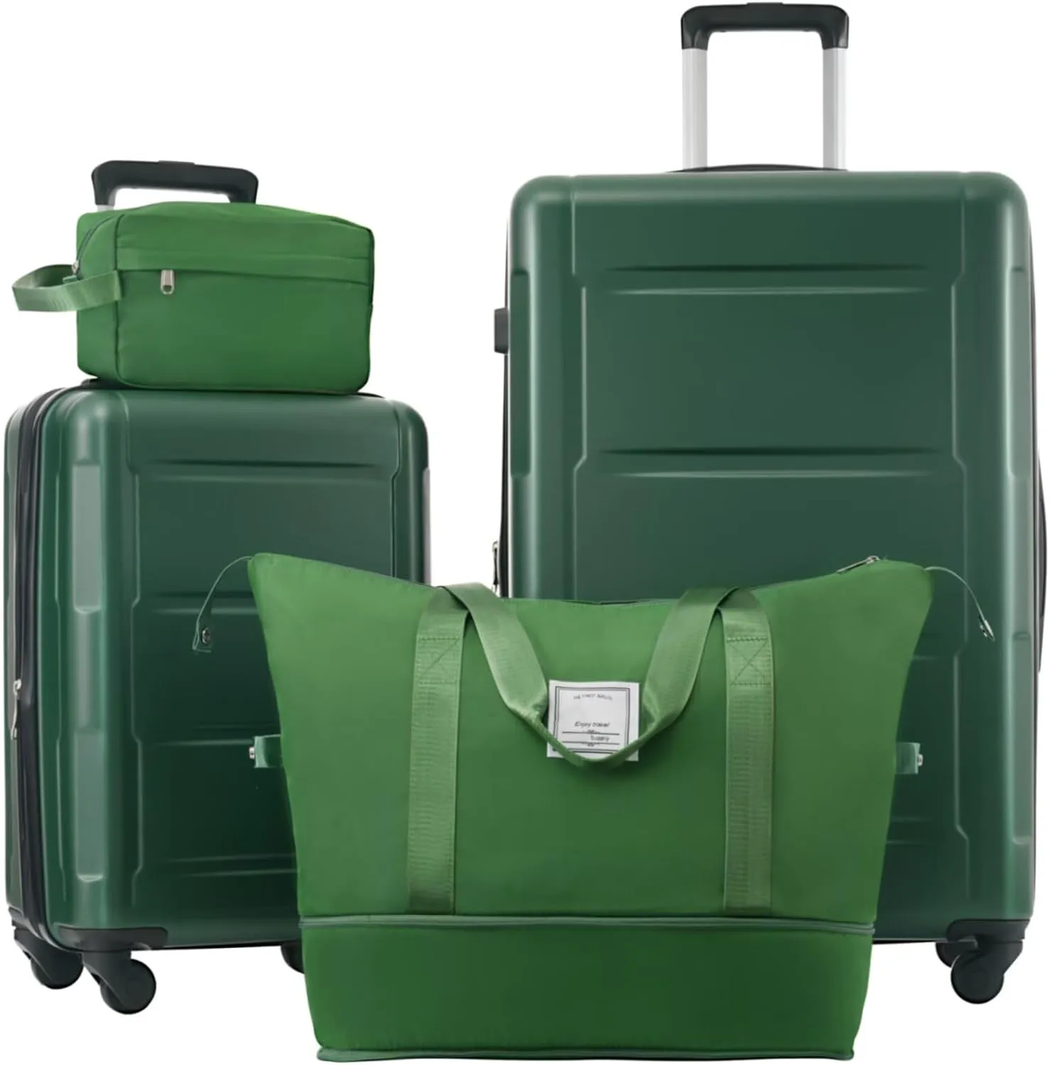 Dark Green Luggage Sets 4 Piece Suitcases with Wheels, Travel Suitcase Set Lightweight ABS Hard Case Luggage with TSA Lock Spinner Wheels Durable Luggage(Green, 20" 28")