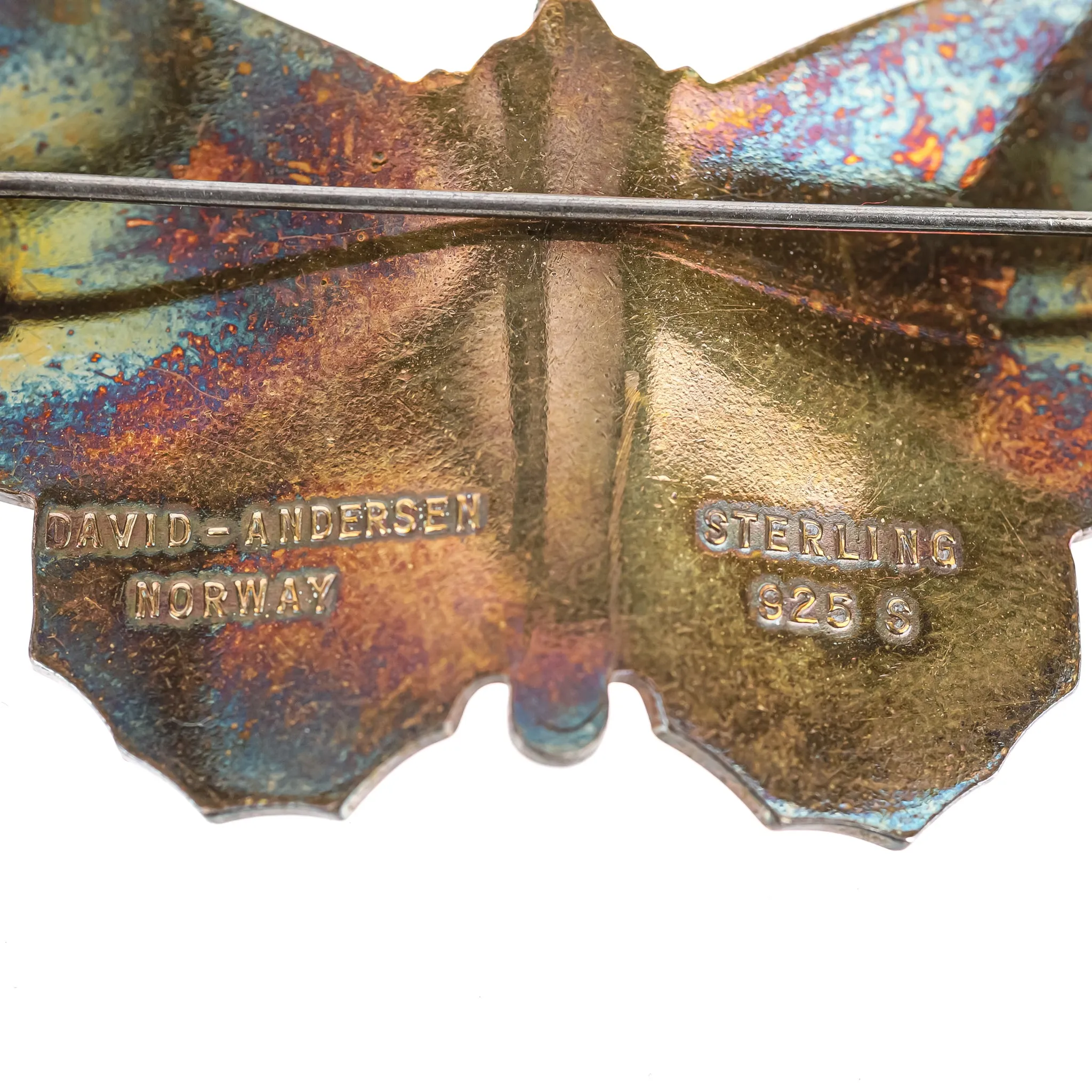 DAVID ANDERSEN Sterling Enamel Butterfly Brooch - Multicolour