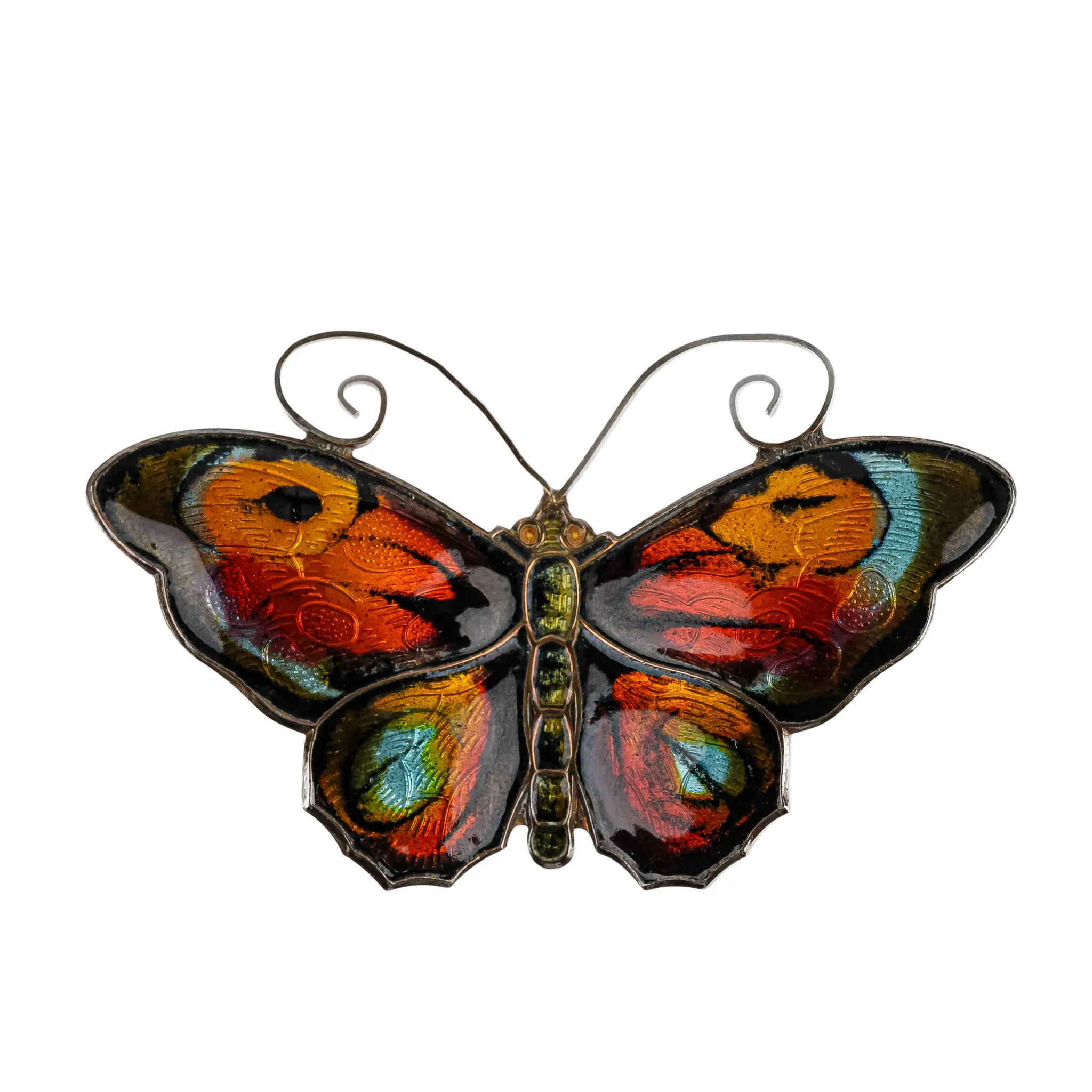 DAVID ANDERSEN Sterling Enamel Butterfly Brooch - Multicolour