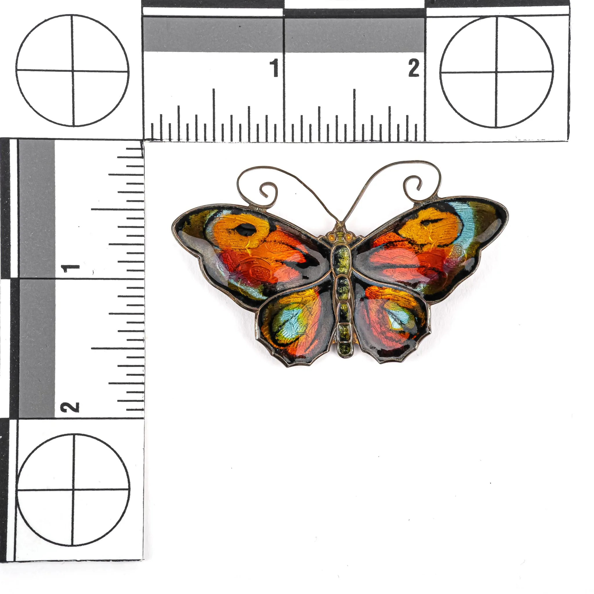 DAVID ANDERSEN Sterling Enamel Butterfly Brooch - Multicolour