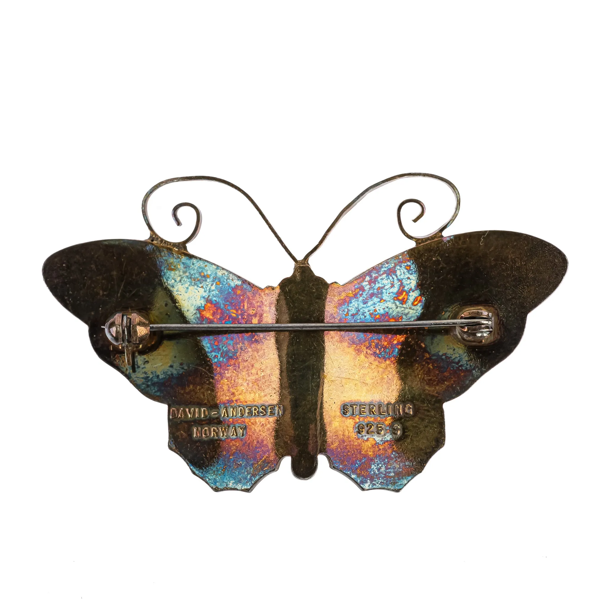 DAVID ANDERSEN Sterling Enamel Butterfly Brooch - Multicolour
