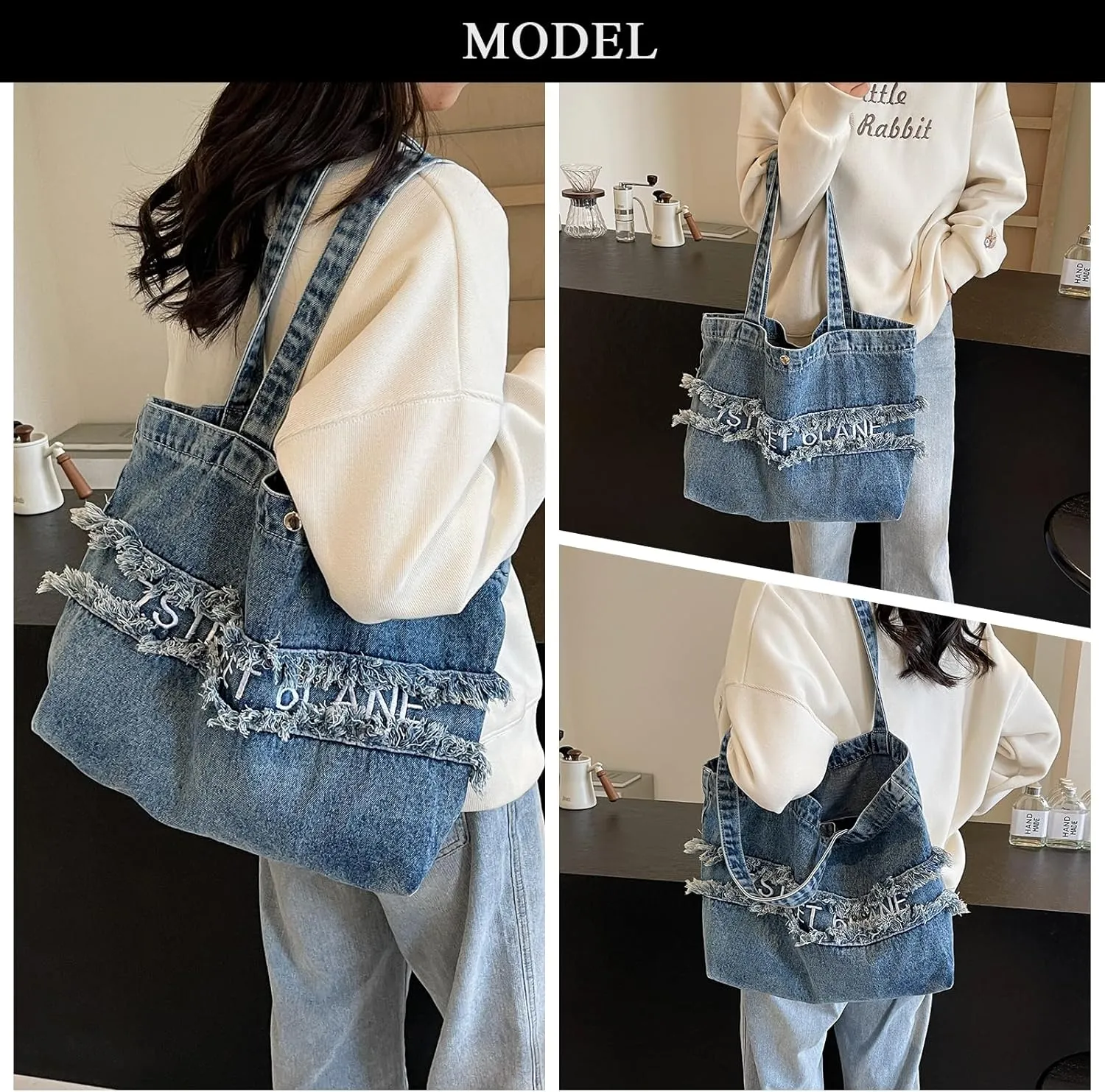Denim Tote Bags Crossbody Bags for Women Denim Hobo Bag Shoulder Handbags