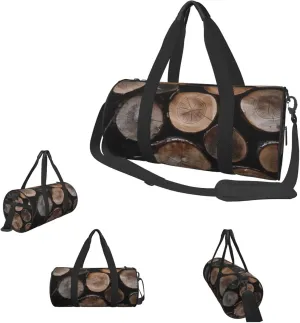 Duffle Bags Brown and Black Wood Logs Gym Bag for Men Women Waterproof Travel Duffle Bags Convertible Carry on Garment Bag for Travel Sports