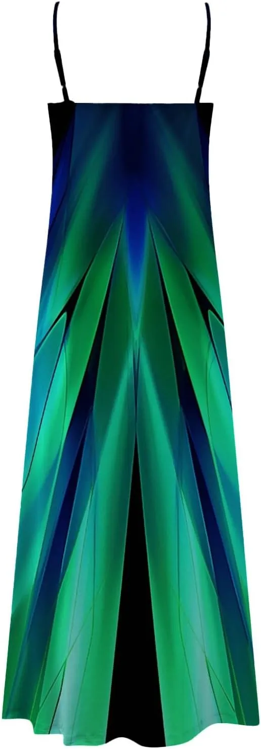 Eduavar Summer Dresses for Women, Maxi Dresses for Women 2024 Cute Floral Print Sleeveless V Neck Long Dress Beach Dress