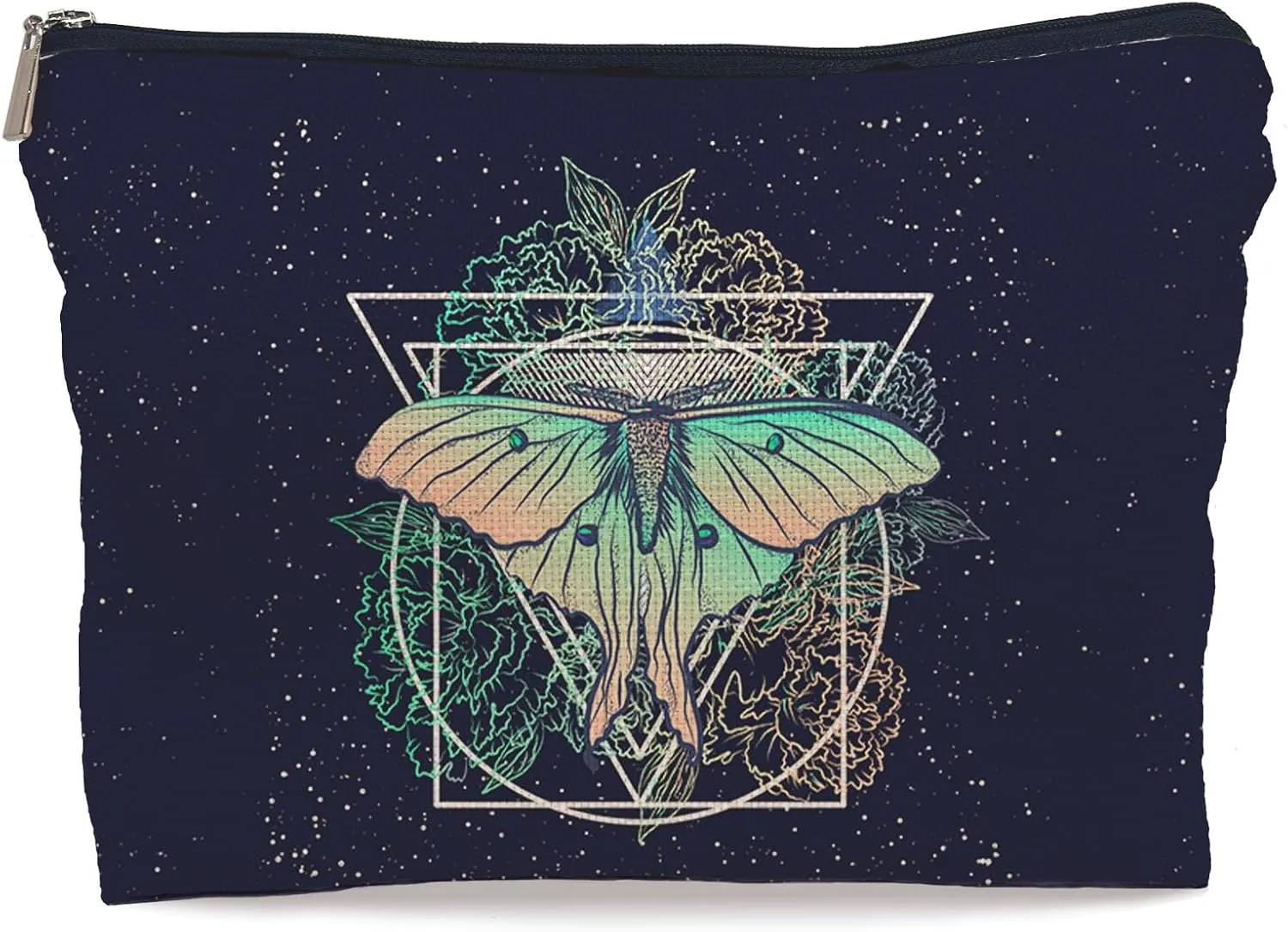 Floral Luna Moth Makeup Bag, Witchy Gifts Witch Makeup Bag Cosmetic Bags for Women, Witch Stuff Small Makeup Cosmetic Bag for Purse