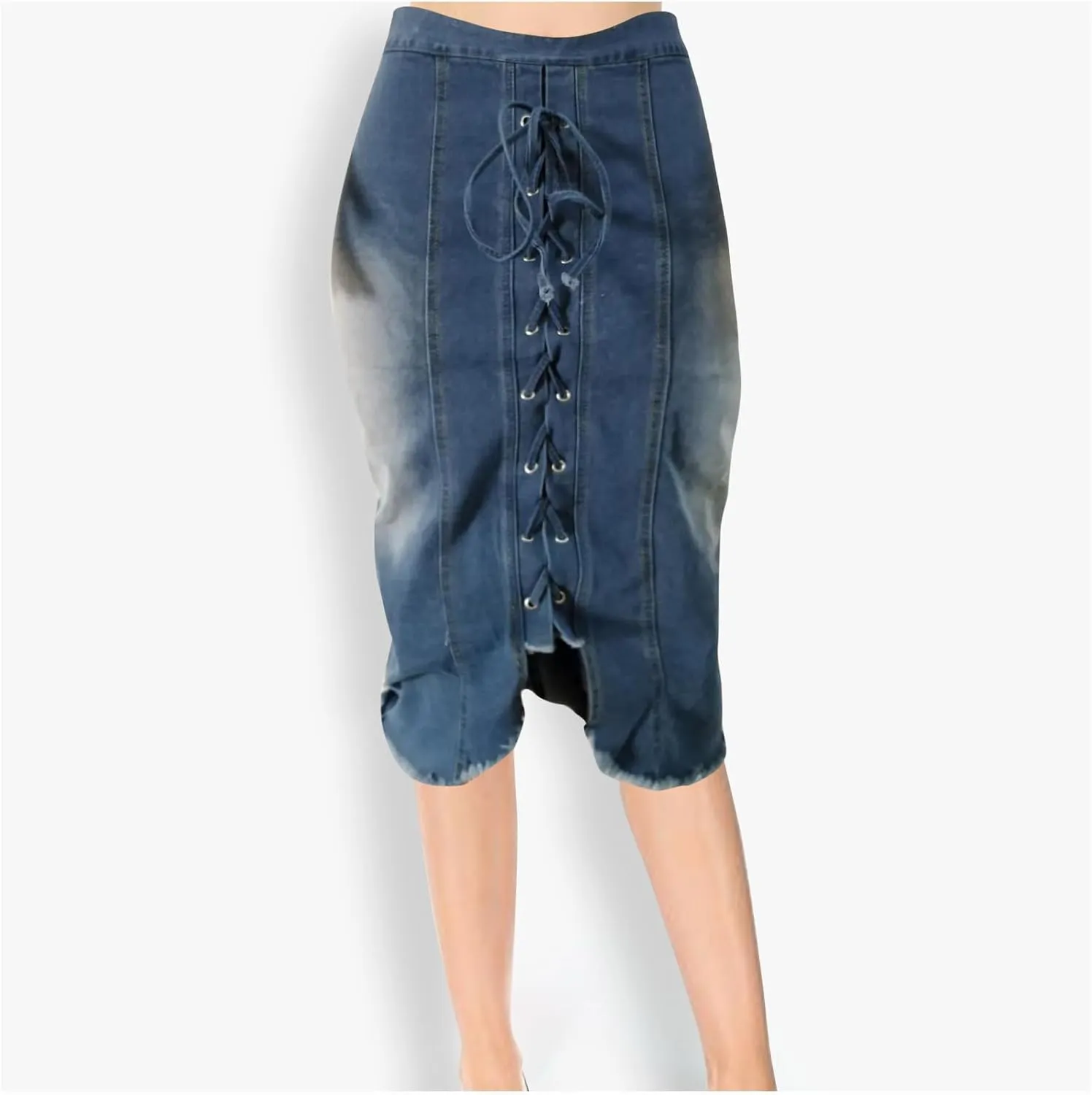 for Juniors Linen Denim Midi Knee High Western Pencil Skirts Women 2025
