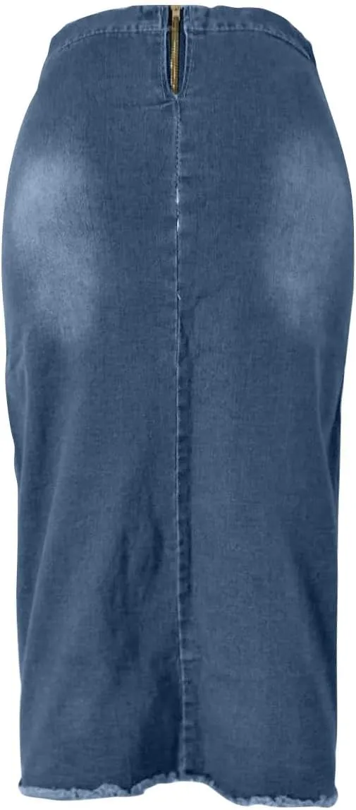 for Juniors Linen Denim Midi Knee High Western Pencil Skirts Women 2025