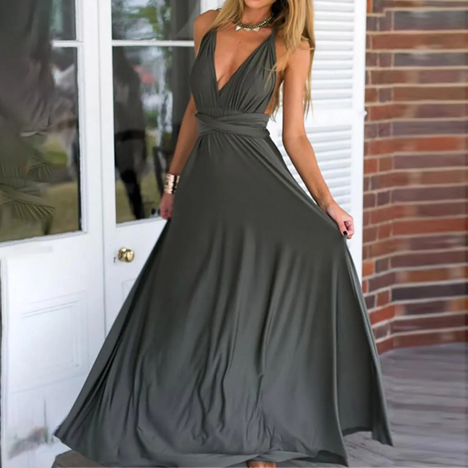 Formal Dresses for Women Elegant Evening Gowns Backless Gown Dress Convertible Multi Way Wrap Halter Cocktail Dress