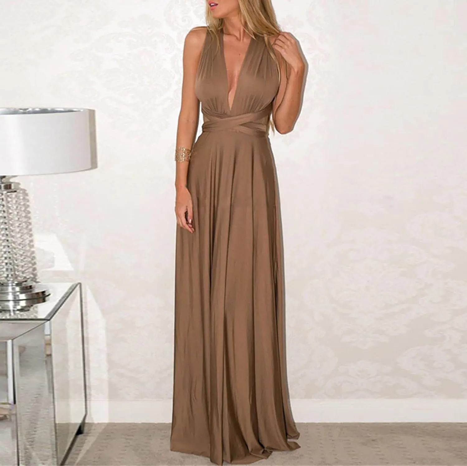 Formal Dresses for Women Elegant Evening Gowns Backless Gown Dress Convertible Multi Way Wrap Halter Cocktail Dress