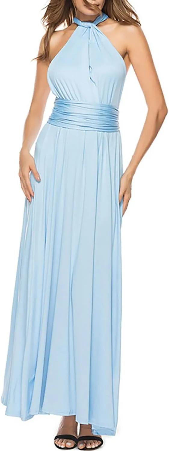 Formal Dresses for Women Elegant Evening Gowns Backless Gown Dress Convertible Multi Way Wrap Halter Cocktail Dress