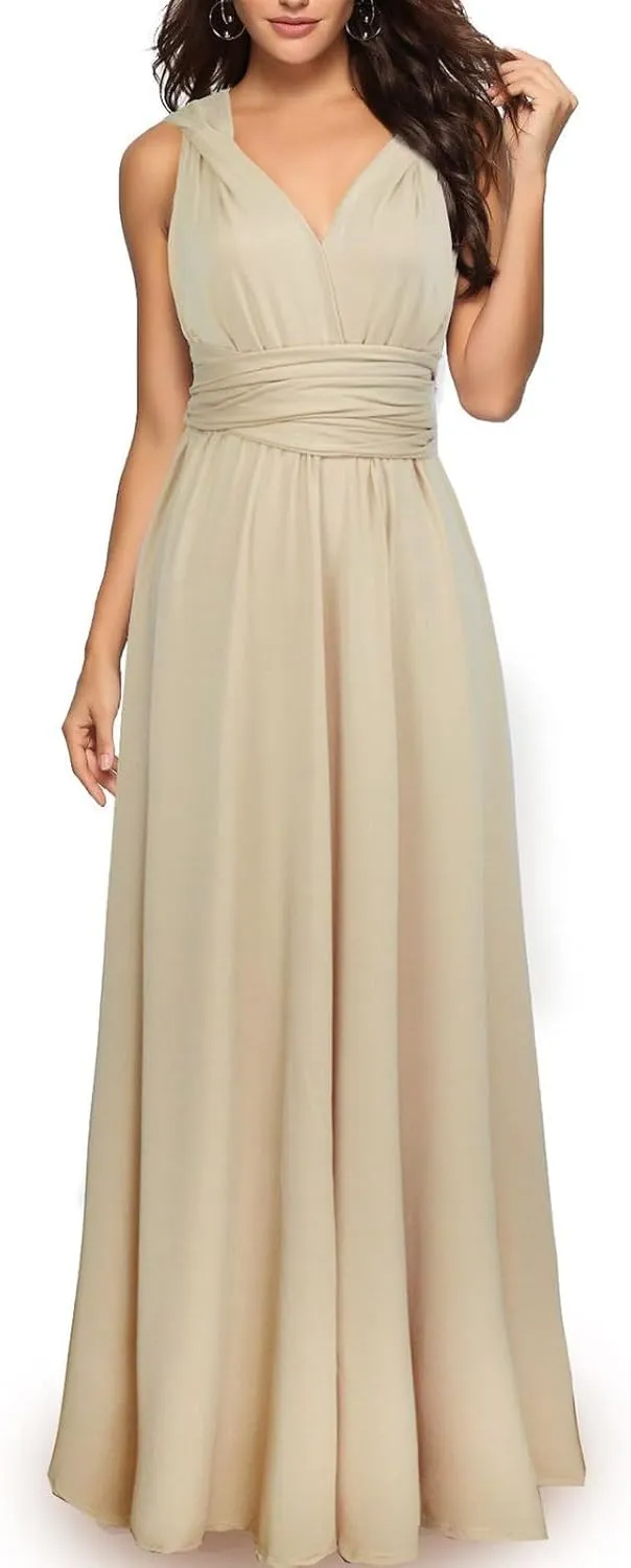 Formal Dresses for Women Elegant Evening Gowns Backless Gown Dress Convertible Multi Way Wrap Halter Cocktail Dress