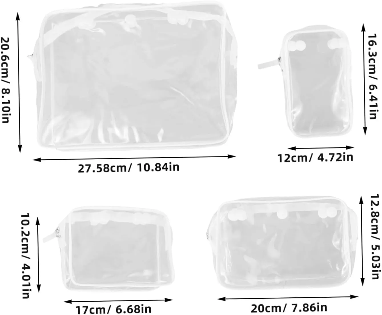 Gatuida 4pcs Clear Travel Makeup Pouch Transparent Cosmetic Bag for Toiletries Phones and Makeup Essentials Stylish Organizer with Ample Space for Easy Visibility and Storage