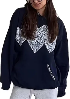 GGOOB Cute Sweatshirts Women Heart Stitching Hoodie Oversized Y2k Hoodies Sewing Handmade Preppy Graphic Hoodies Coquette