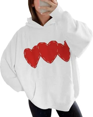 GGOOB Cute Sweatshirts Women Heart Stitching Hoodie Oversized Y2k Hoodies Sewing Handmade Preppy Graphic Hoodies Coquette