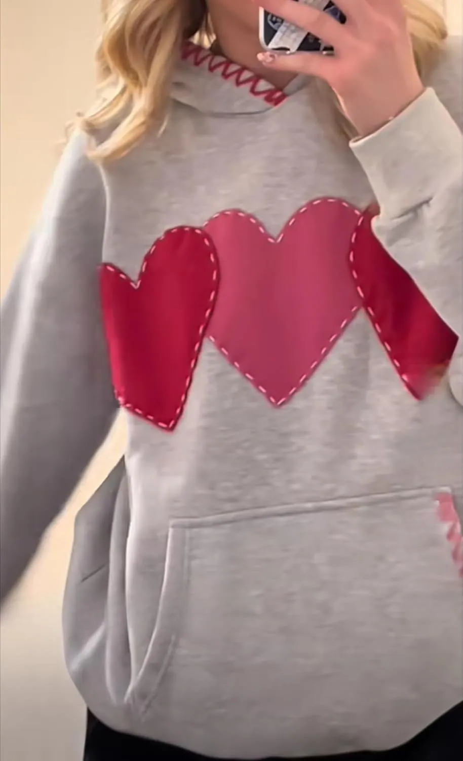 GGOOB Cute Sweatshirts Women Heart Stitching Hoodie Oversized Y2k Hoodies Sewing Handmade Preppy Graphic Hoodies Coquette
