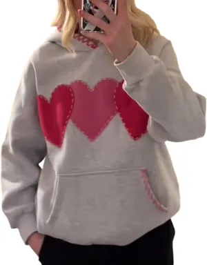 GGOOB Cute Sweatshirts Women Heart Stitching Hoodie Oversized Y2k Hoodies Sewing Handmade Preppy Graphic Hoodies Coquette