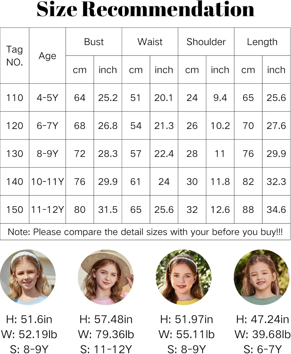 Girls Dress Tie Back Flared Sleeve Ruffle Hem A-Line Sundress Casual Midi Dresses 4-12 Years