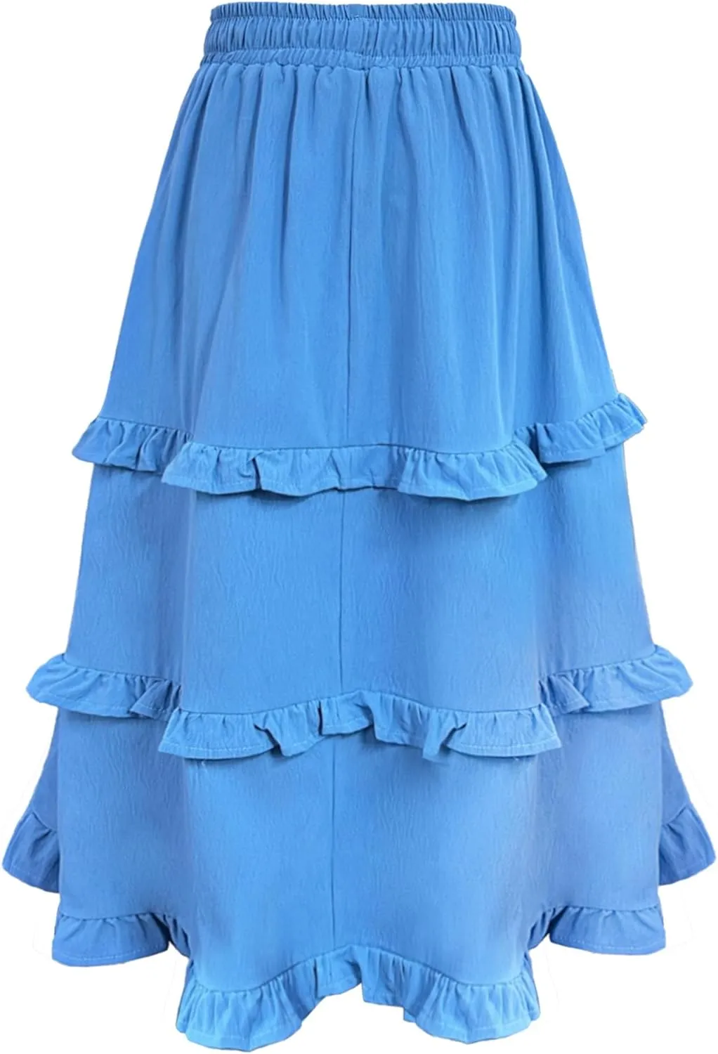 Girls High Waisted Ruffle Maxi Skirt Soft Cotton Long Skirts with Elastic Waistband for Kid Girl 3-12 Years