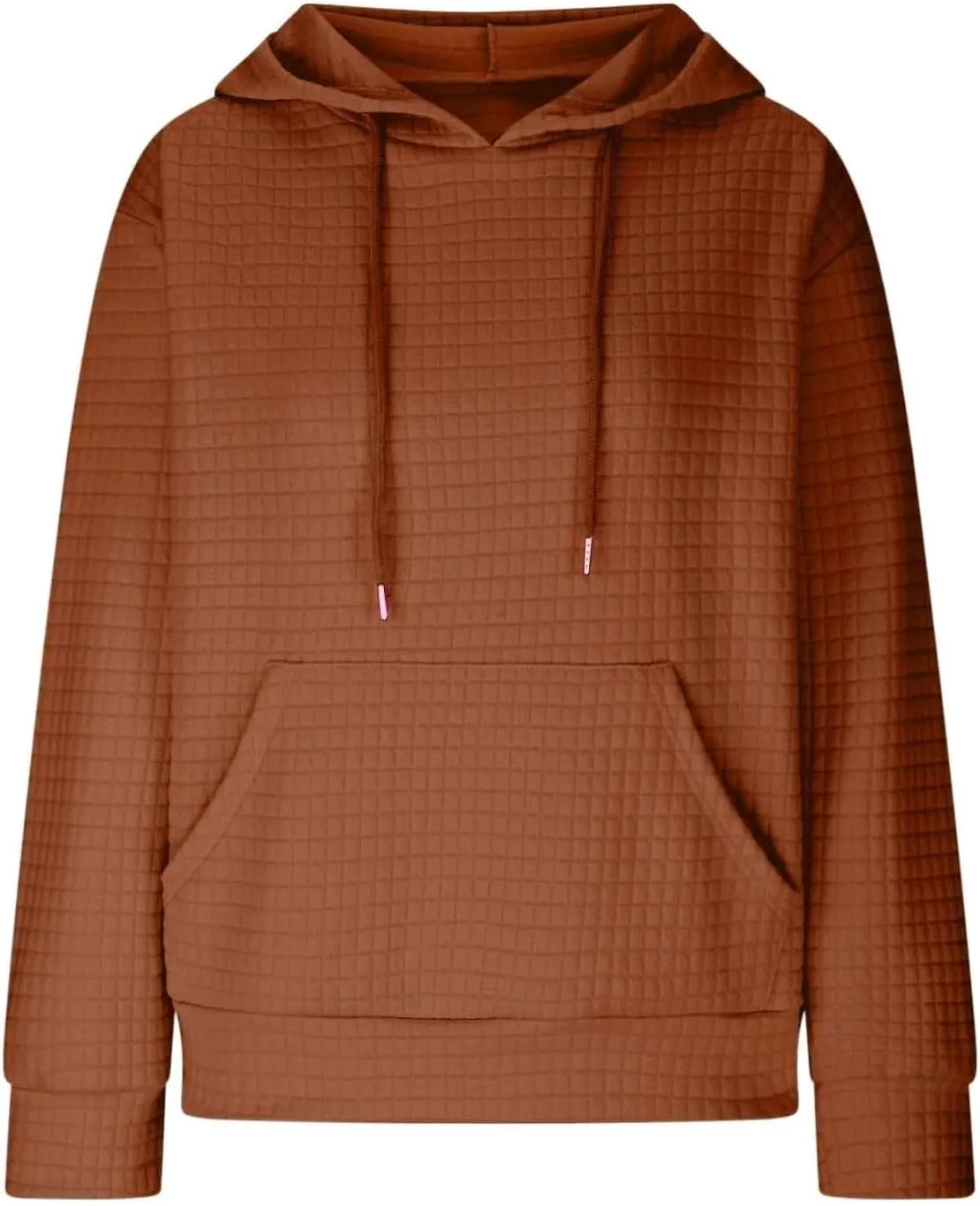 GOFULY Womens Hoodies Pullover Fall Waffle Knit Sweatshirt Winter Long Sleeve Shirts Solid Drawstring Hoodies With Pocket