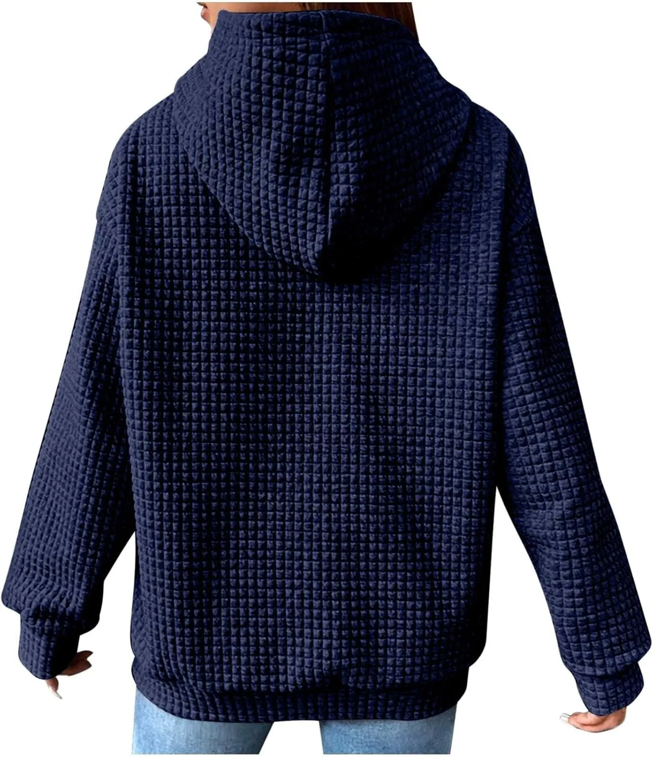 GOFULY Womens Hoodies Pullover Fall Waffle Knit Sweatshirt Winter Long Sleeve Shirts Solid Drawstring Hoodies With Pocket