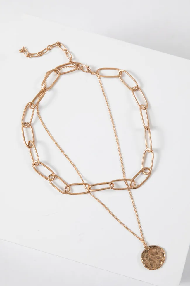 Gold Chain with Coin Layered Necklace FINAL SALE