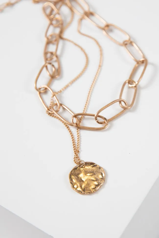 Gold Chain with Coin Layered Necklace FINAL SALE