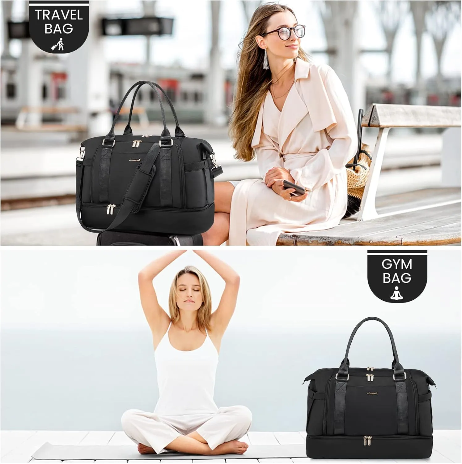 Gym Bag for Women LOVEVOOK Travel Duffel Bag with USB Charging Port,Weekender Bags for Women with Shoe Compartment,Carry on Overnight Bag with Toiletry Bag,Hospital Bags for Labor and Deliver
