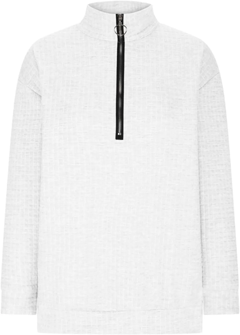 Half Zip Sweatshirt Women 1/2 Zipper Oversized Waffle Quilted Pattern Cropped Pullover Fall Winter Tops