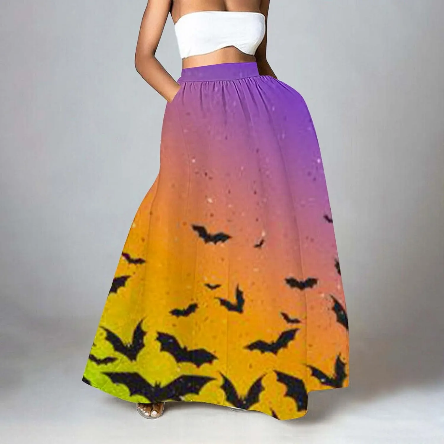 Halloween Skirts for Women Waist Party Beach Pocket Long Maxi Skirt Womens Tulle Skirt Black Tutu Skirt Black Skirt