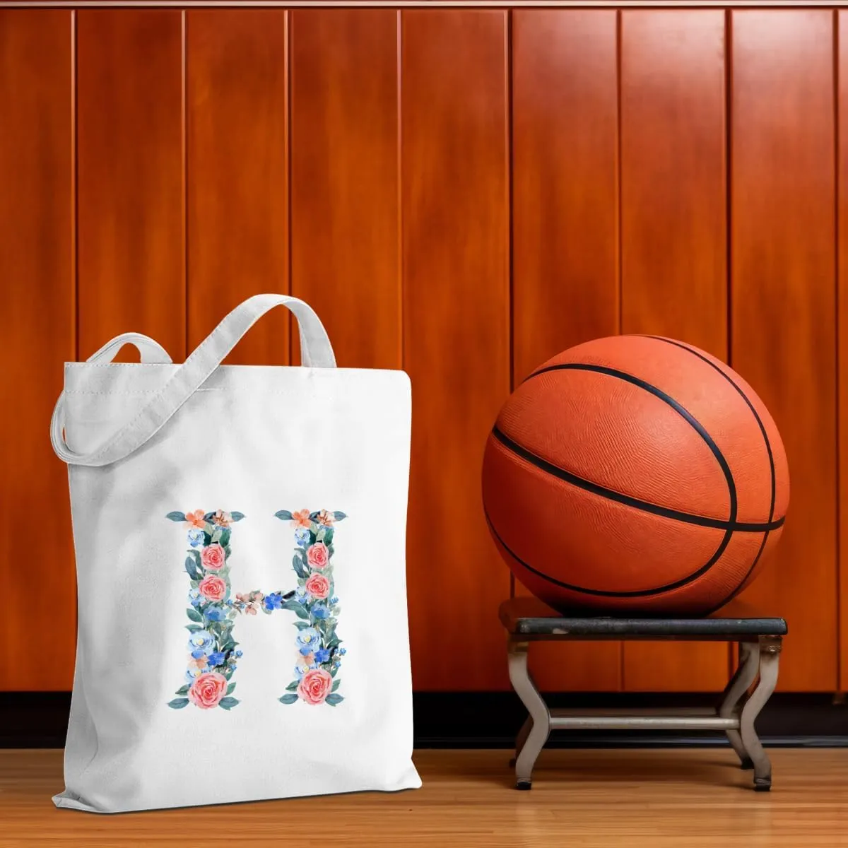 Hanamiya Na Monogrammed Tote Bags Initial Canvas Tote Bag Personalized Reusable Grocery Bags Monogrammed Gifts for Women