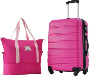 Hardshell Luggage Sets 24inches   Bag Spinner Suitcase with TSA Lock Lightweight(Pink)