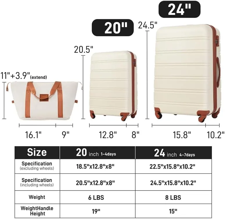 Hardshell Luggage Sets 2Pcs   Bag Spinner Suitcase with TSA Lock Lightweight 20"   24"