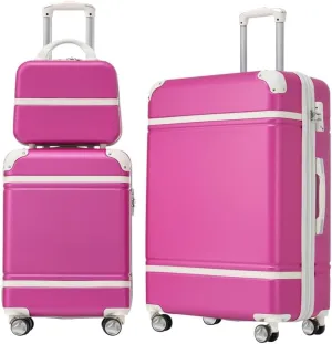 Hardshell Luggage Sets 3 Pieces 20" 24" Luggages and Cosmetic Case Spinner Suitcase with TSA Lock Lightweight
